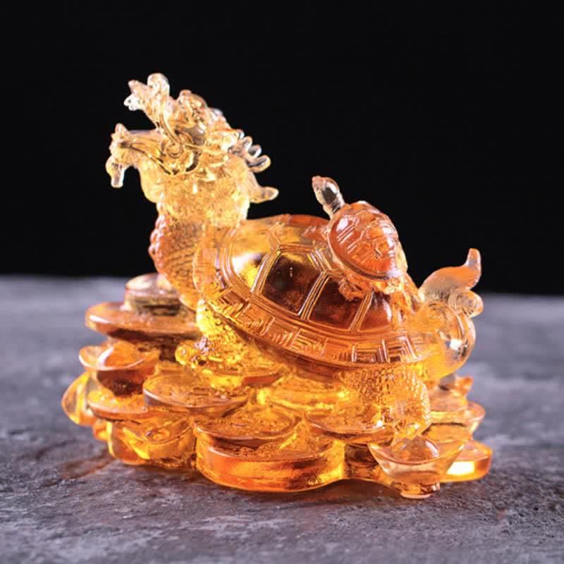 Buddha Stones Feng Shui, monedas de tortuga dragón hechas a mano, pieza de arte de la suerte de cristal Liuli, decoración para el hogar y la Oficina