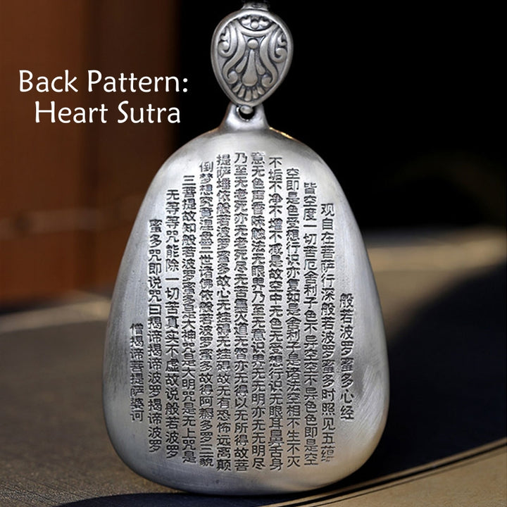 Collar con colgante de plata de ley 999 con Buddha Stones del zodíaco chino, corazón de Buda natal, Sutra grabado