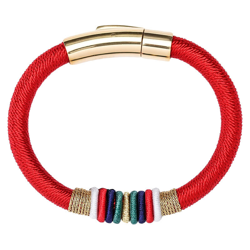 Pulsera de cuerda trenzada de la suerte de cinco elementos con nudo King Kong colorido hecho a mano tibetano con Buddha Stones