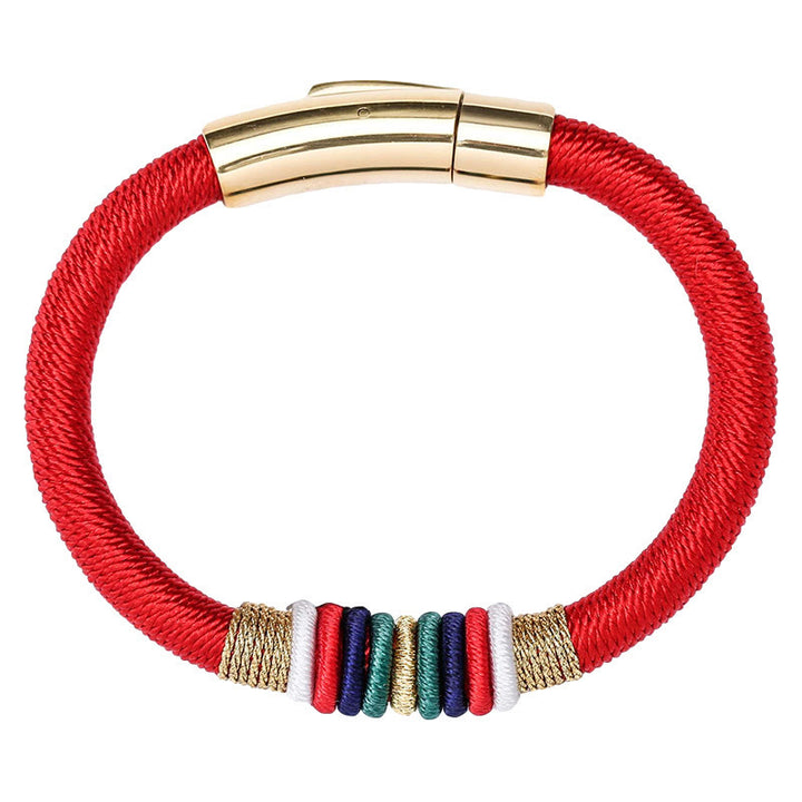 Pulsera de cuerda trenzada de la suerte de cinco elementos con nudo King Kong colorido hecho a mano tibetano con Buddha Stones