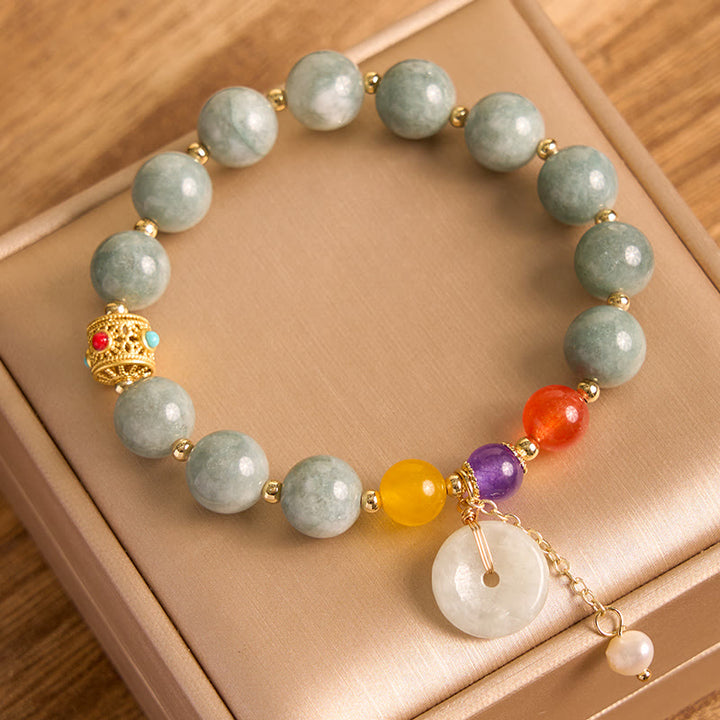 Pulsera de confianza con dije de hebilla de paz y ágata roja de jade con Buddha Stones