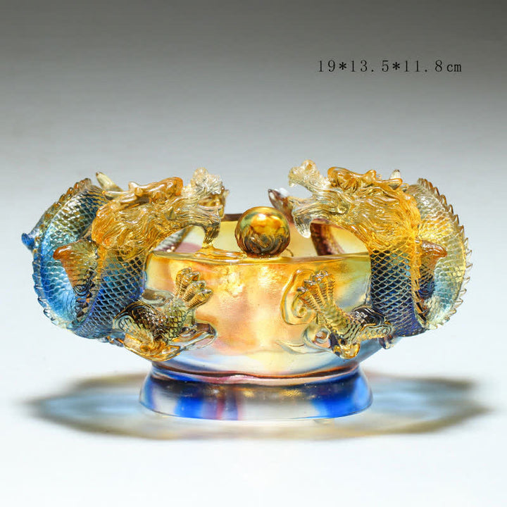 Buddha Stones Feng Shui dragón del zodiaco chino hecho a mano Liuli pieza de arte con cristal protección decoración de la Oficina del hogar - Mediano 19*13,5*11,8 cm - image 2