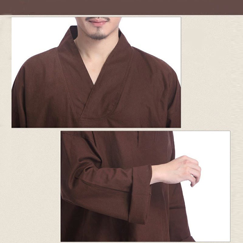 Conjunto de ropa de yoga para hombre con cuello en V, diseño de algodón y lino con Buddha Stones para meditación y oración - image 7