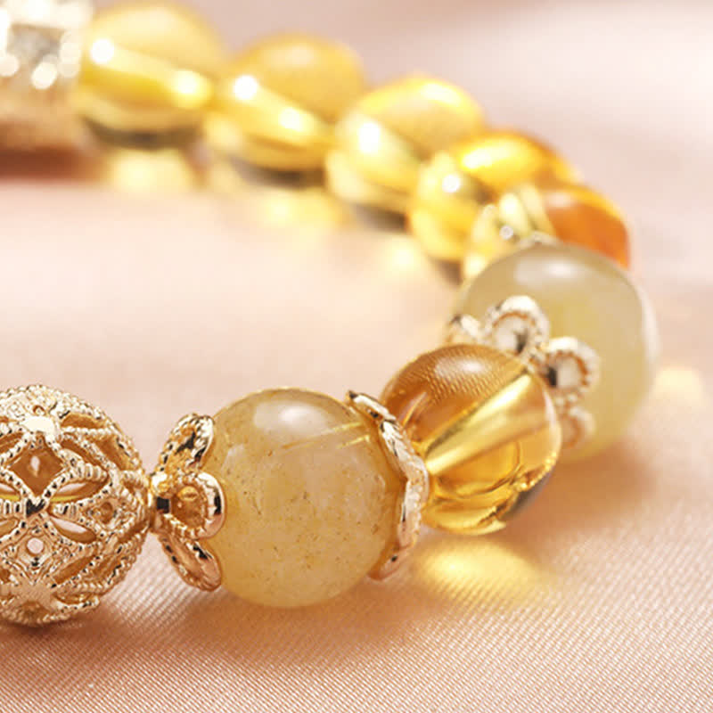 Pulsera con cuentas de prosperidad y generosidad de citrino con Buddha Stones