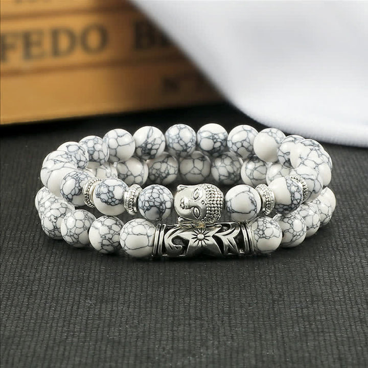 Pulsera de protección de Buda de ágata de cristal Natural, 2 uds., Buddha Stones
