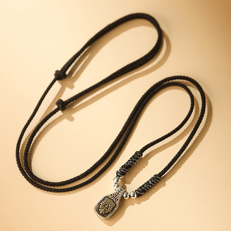 Collar con colgante de cuerda de protección de la diosa de la riqueza Zakiram de plata de ley 925 tibetana con Buddha Stones - Cuerda negra - image 6