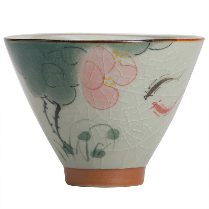Taza de té de cerámica con Buddha Stones , barco caqui, pez Koi, loto, taza de té de Kung Fu, 50ml