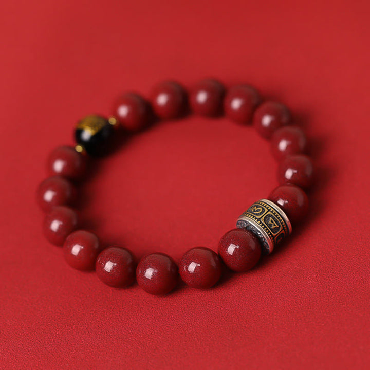 Pulsera de plata de ley 925 con Buddha Stones , zodíaco chino, Buda natal, cinabrio, Om Mani Padme Hum