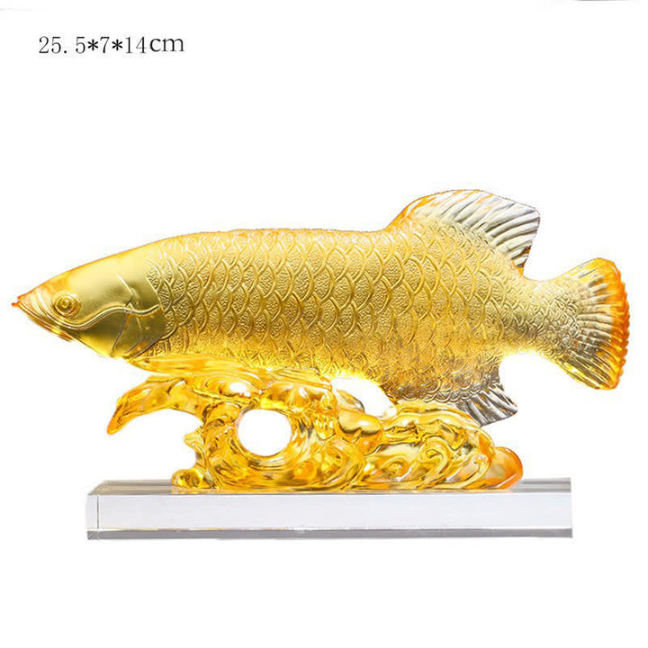 Pieza de arte hecha a mano de Liuli Crystal Koi Fish, decoración para el hogar y la Oficina