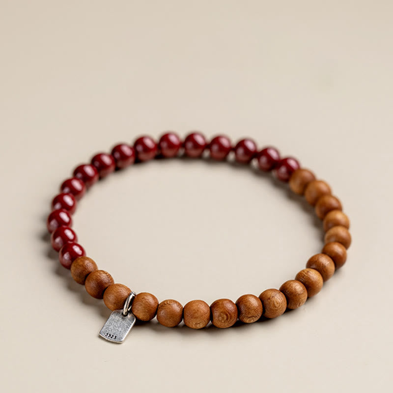Pulsera de cinabrio de madera de melocotón de plata de ley 925 con Buddha Stones para protegerse de los malos espíritus - image 9