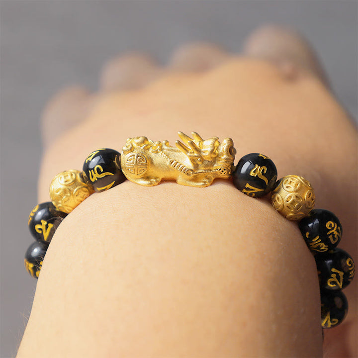 Pulsera de obsidiana para atraer riqueza Feng Shui PiXiu