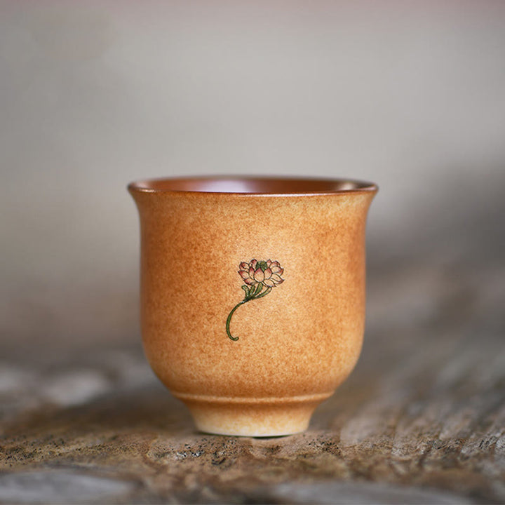 Buddha Stones pequeños frescos de Dunhuang taza de té de cerámica de loto taza de té de Kung Fu 90ml