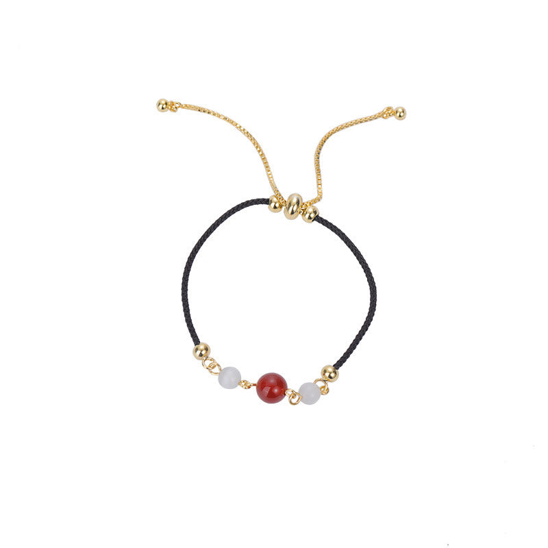 Pulsera de confianza con hilo trenzado y ojo de gato de ágata roja con Buddha Stones - image 8