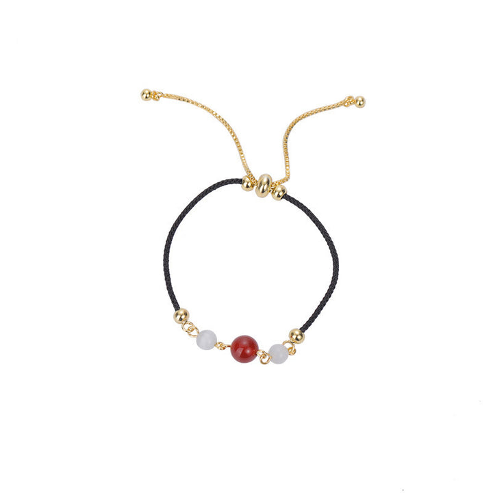 Pulsera de confianza con hilo trenzado y ojo de gato de ágata roja con Buddha Stones - image 8