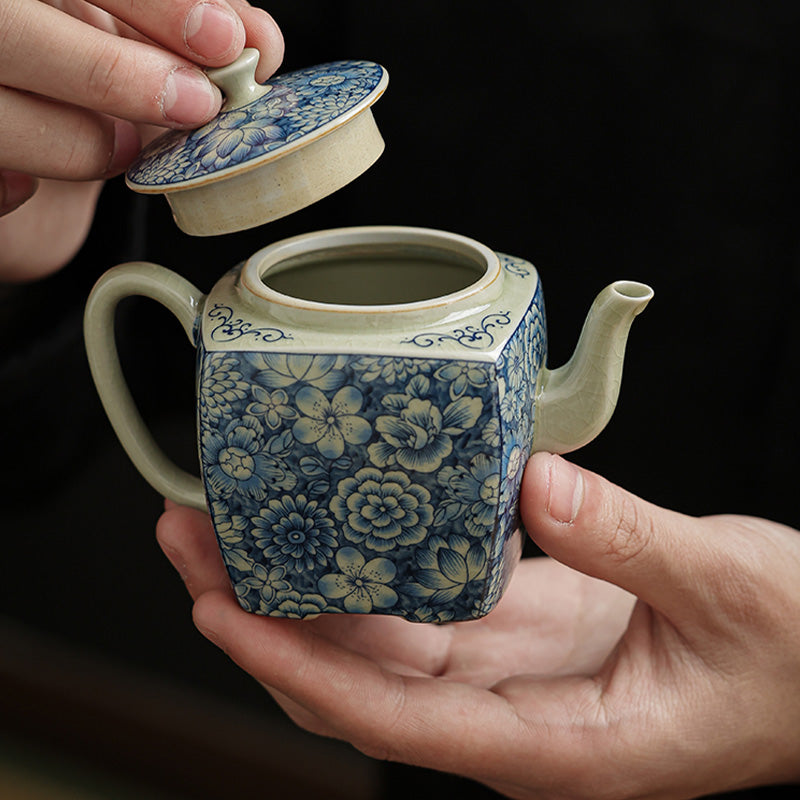Buddha Stones porcelana azul y blanca té chino Gongfu cerámica tetera de kungfú taza filtro de té bote