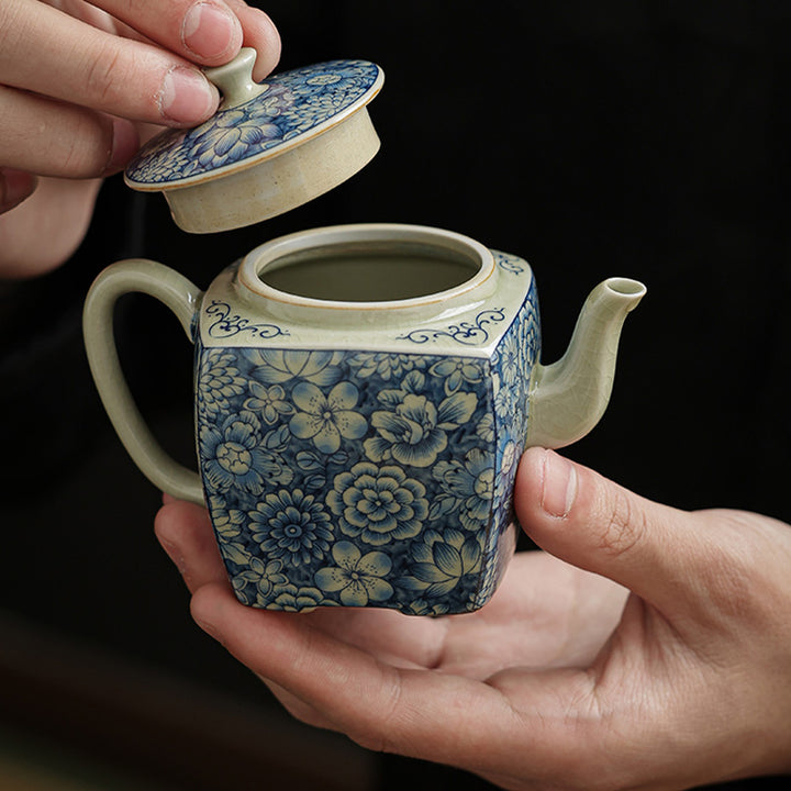Buddha Stones porcelana azul y blanca té chino Gongfu cerámica tetera de kungfú taza filtro de té bote