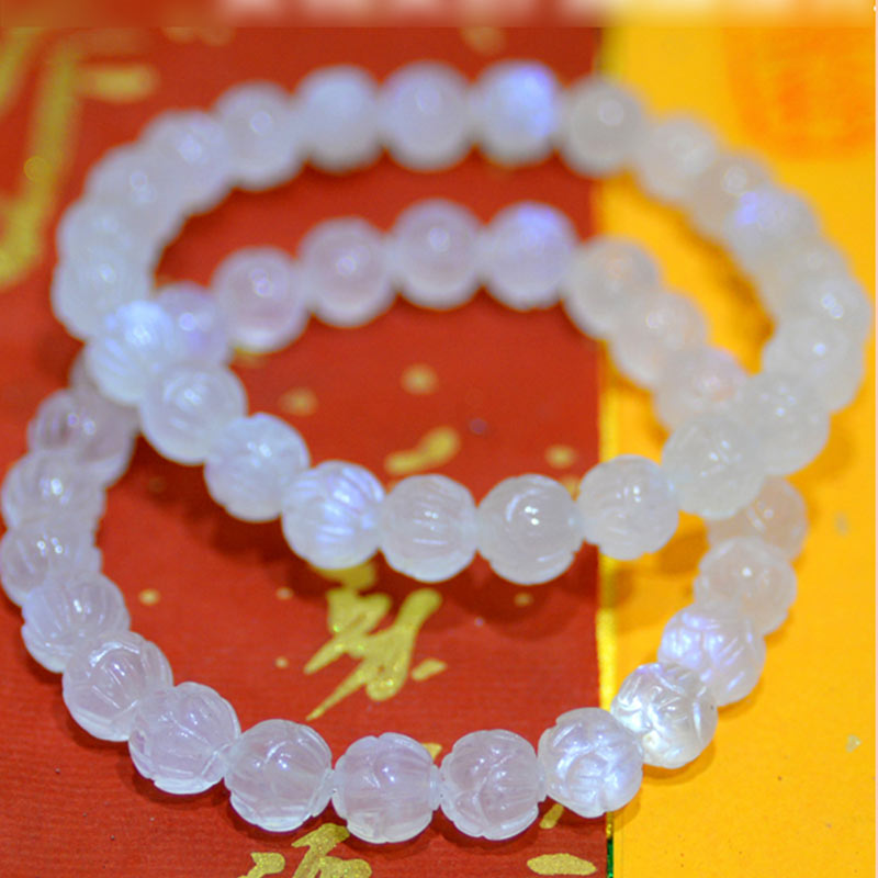Pulsera de amor de loto de piedra lunar natural de Buddha Stones