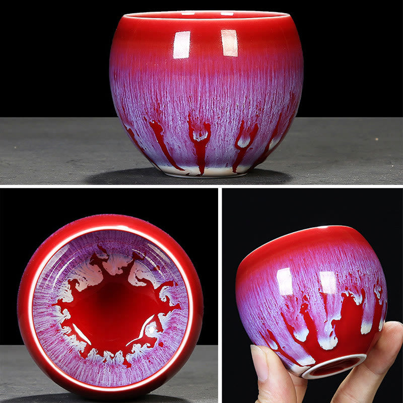 Taza de té de cerámica con cambio de horno de esmalte Jianzhan chino , Buddha Stones, taza de té Tenmoku Kung Fu