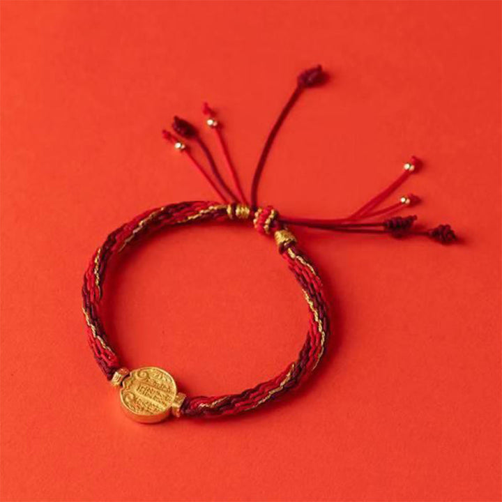 Pulsera trenzada de cuerda de protección con nudo de reencarnación hecha a mano dioses de la riqueza de cinco direcciones con piedras de Buddha Stones