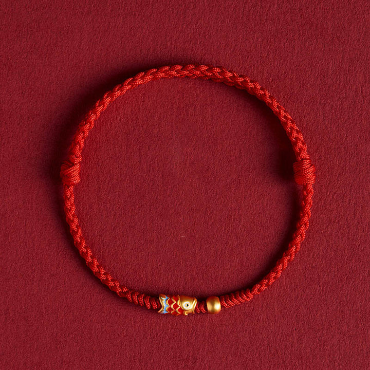 Pulsera de cuerda trenzada hecha a mano con peces Koi de plata de ley 925 con Buddha Stones