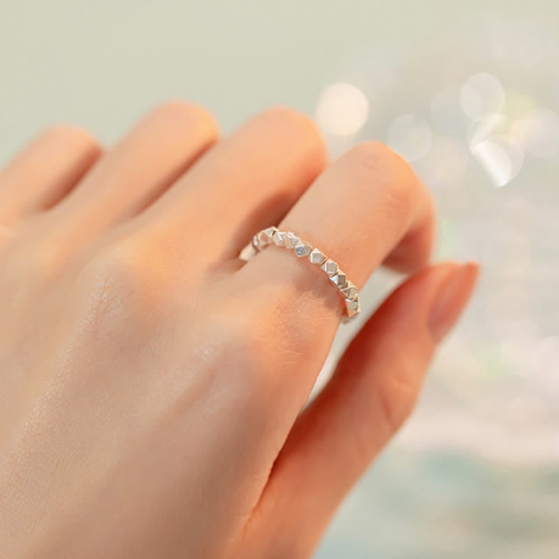 Anillo de bendición con cuentas de plata de ley 925
