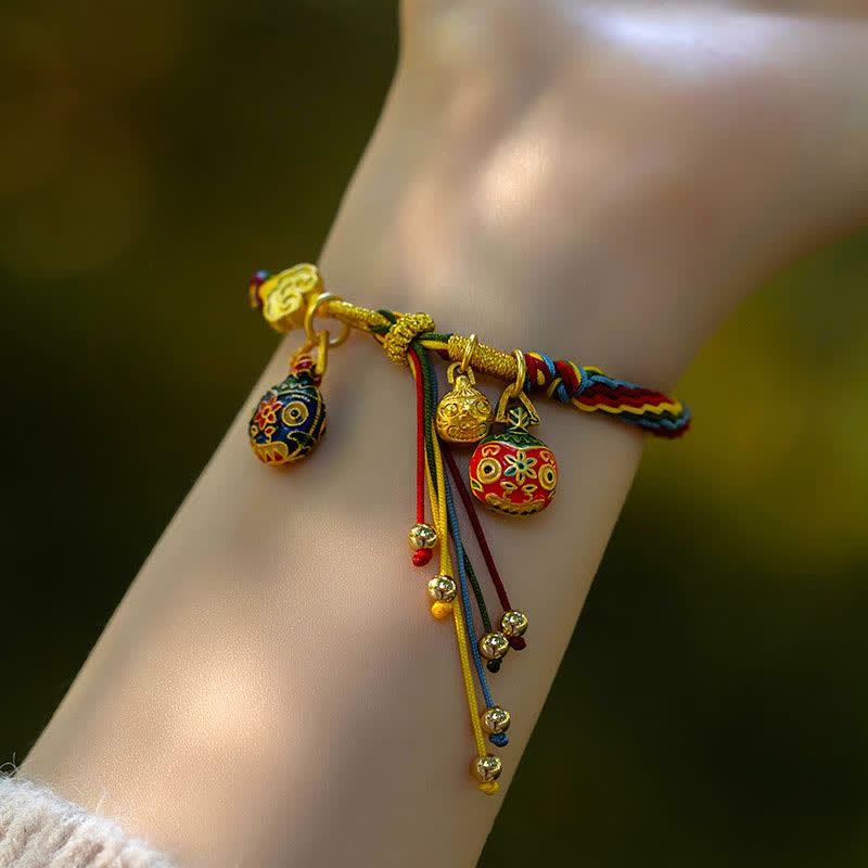 Pulsera de cuerda colorida con nudo de reencarnación de la suerte de la familia de la bestia tragadora de oro con Buddha Stones