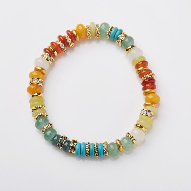 Pulsera de confianza de arcoíris de jade de ágata roja natural con Buddha Stones