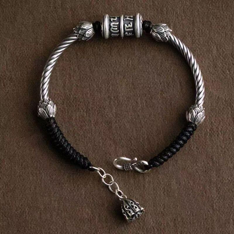 Pulsera trenzada de Buddha Stones Om Mani Padme Hum Lotus Peace