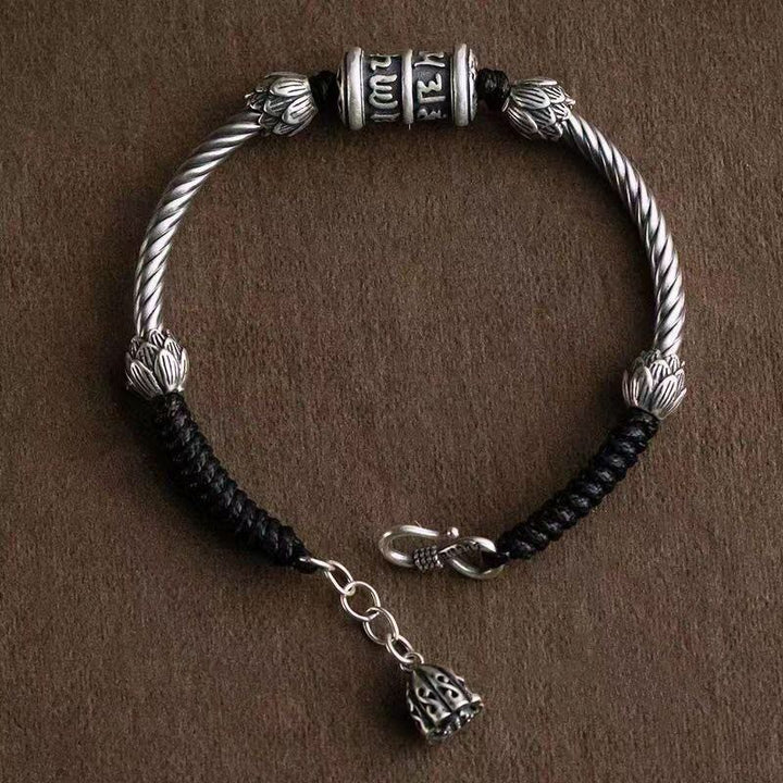 Pulsera trenzada de Buddha Stones Om Mani Padme Hum Lotus Peace