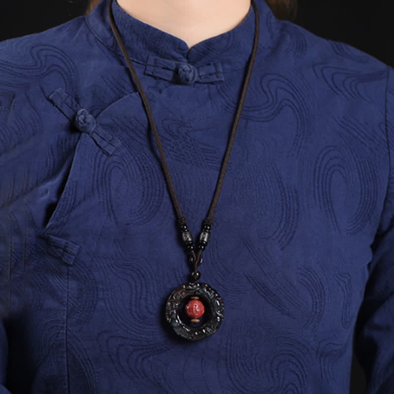 Colgante de collar curativo de cinabrio PiXiu de obsidiana arcoíris Natural FengShui de Buddha Stones - image 3