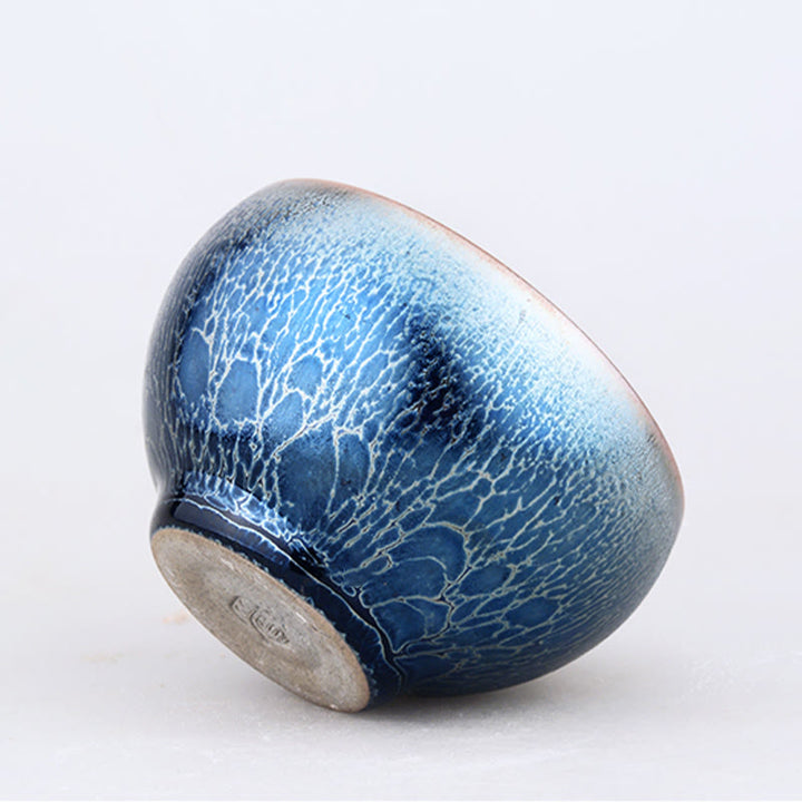 Buddha Stones hechas a mano, diseño de escamas de dragón Medusa, taza de té de cerámica china Jianzhan, taza de té Tenmoku Kung Fu