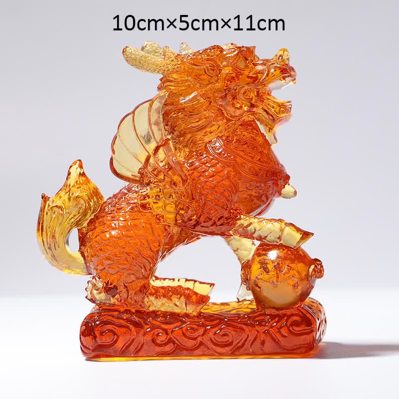 Feng Shui Kirin hecho a mano Liuli Crystal Art Piece Fortune decoración de la oficina en el hogar