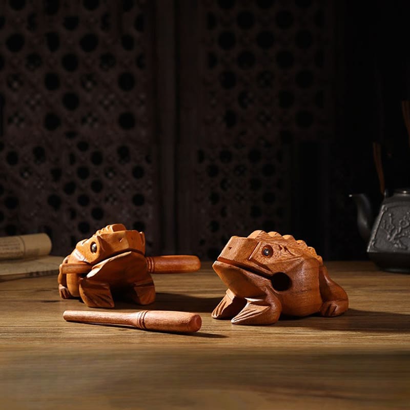 Buddha Stones hechas a mano FengShui, rana de la suerte y la riqueza, Mini rana croadora de madera, decoración Guiro - image 0