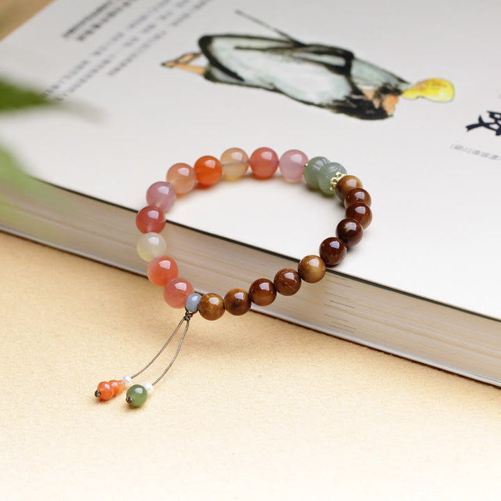 Pulsera de protección de la riqueza de jade hetiano de ágata Yanyuan con semillas de Kuka y Buddha Stones