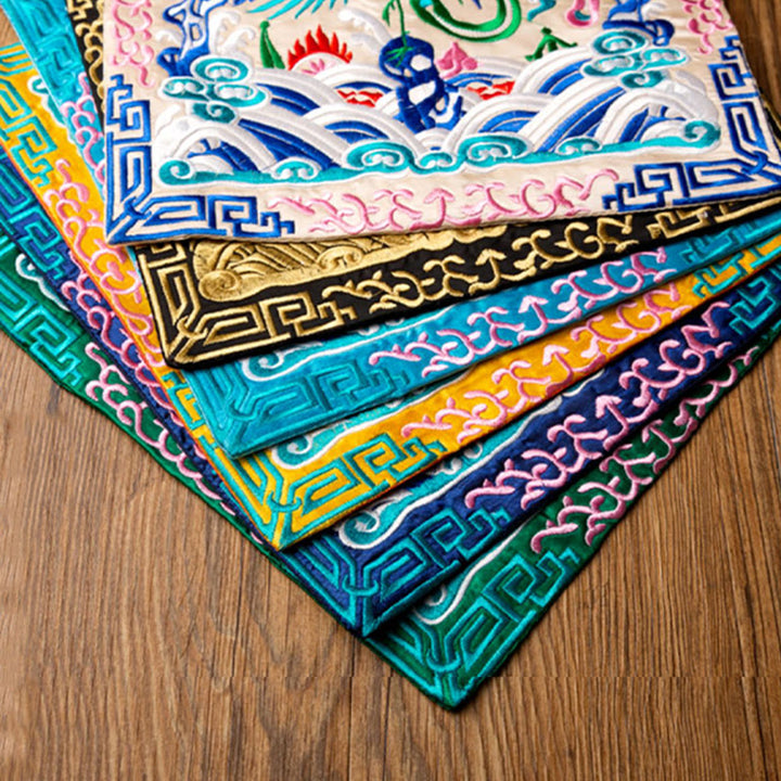 Alfombrilla para taza bordada con Buddha Stones , dragón Fénix, Kirin, posavasos para taza de té, tapete para té Kung Fu