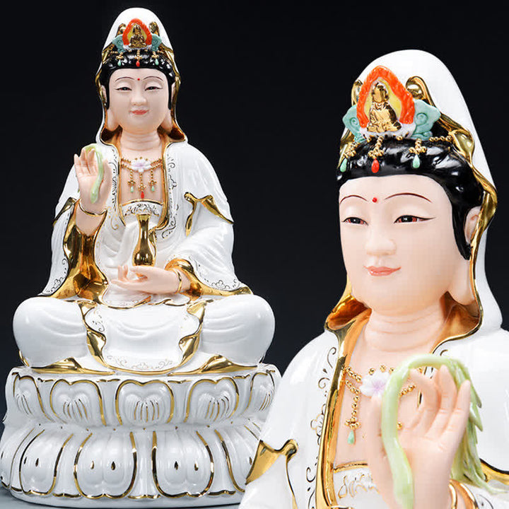 Chenrezig Bodhisattva Avalokitesvara Éxito Estatua de cerámica Decoración del hogar