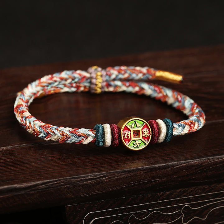 ❗❗❗Una venta flash: Buddha Stones, cuerda colorida, la riqueza viene de todas las direcciones, pulsera de la suerte hecha a mano con ocho hilos y nudo de la paz