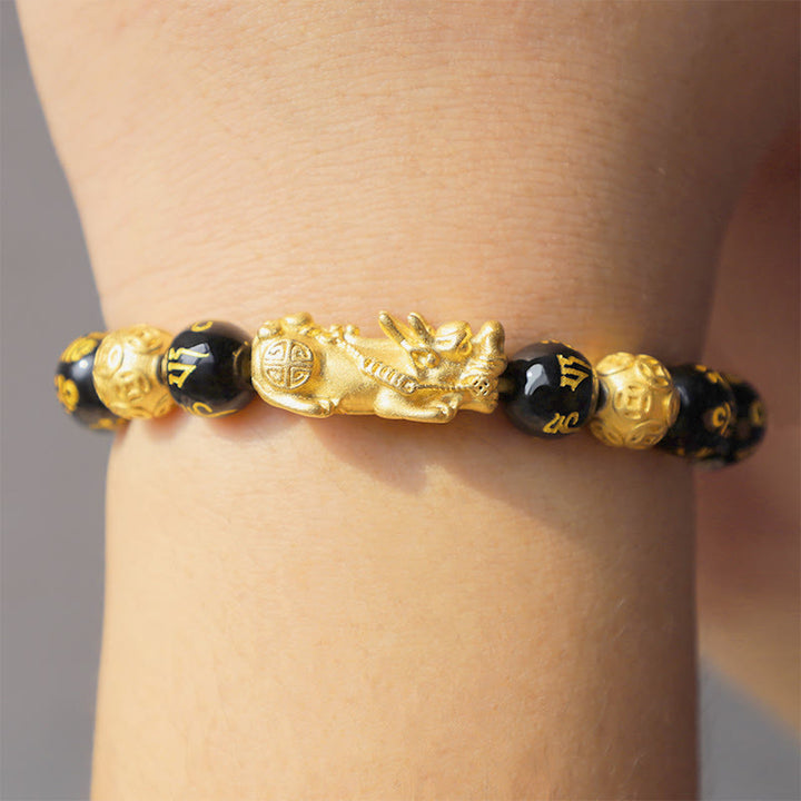 Pulsera de obsidiana para atraer riqueza Feng Shui PiXiu