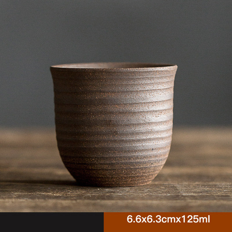 Taza de té de cerámica marrón Retro hecha a mano con Buddha Stones, taza de té de Kung Fu