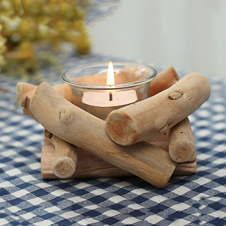 Candelabro de madera con Buddha Stones, decoración para el hogar