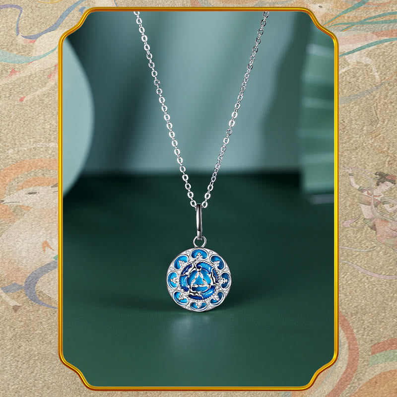 Colgante de plata de ley 925 con Buddha Stones , redondo, turquesa, tres conejos