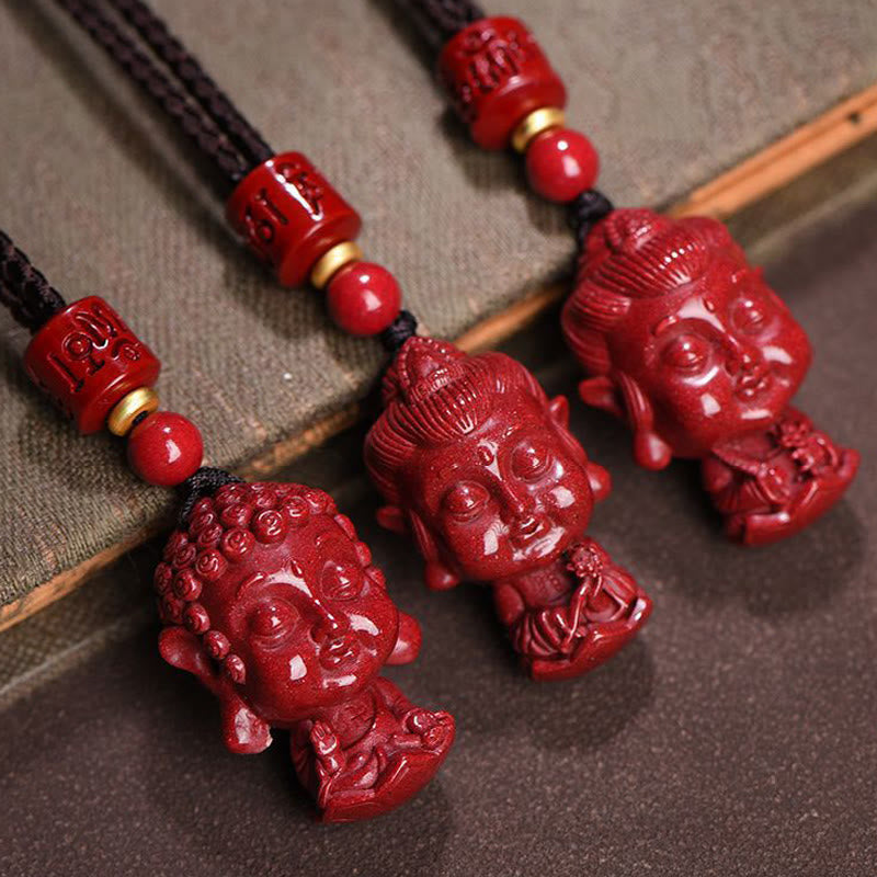 Buddha Stones del zodiaco chino, Buda natal, amuleto de cinabrio Natural, colgante para mantener alejados los espíritus malignos