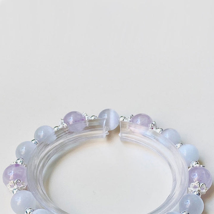 Pulsera de estrella de conciencia espiritual de ojo de gato de amatista natural de plata de ley 925 con Buddha Stones
