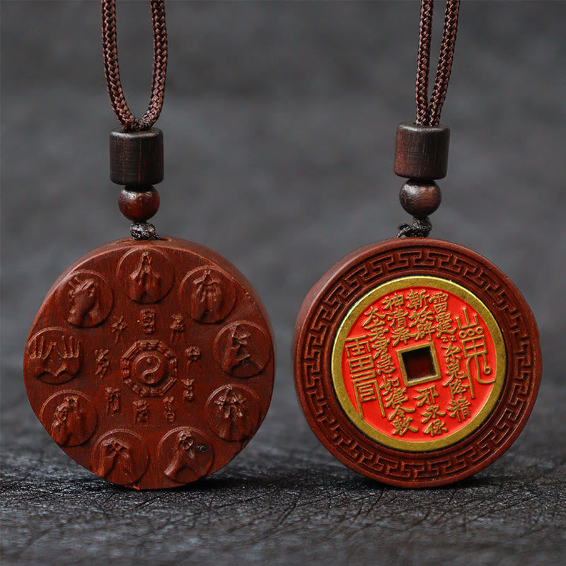 Buddha Stones, relámpago, madera de azufaifo, Yin Yang, Bagua, fantasmas de montaña, colgante de collar de protección para gastar dinero