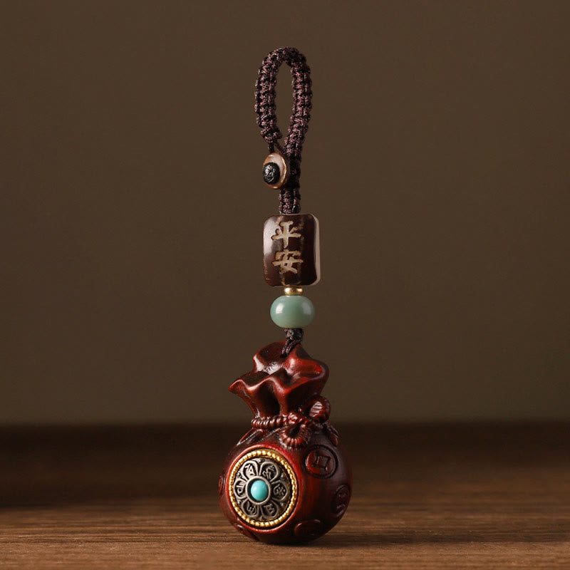 Buddha Stones, hoja pequeña, sándalo rojo, sándalo verde, bolsa de dinero, Om Mani Padme Hum, protección giratoria, decoración colgante