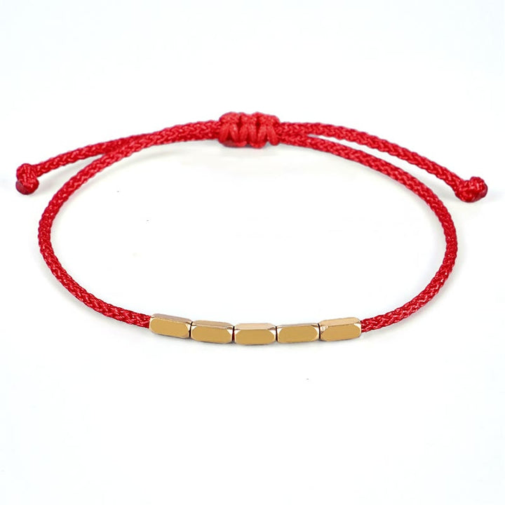 Pulsera de hilo trenzado con protección de cuentas de cobre hecha a mano con Buddha Stones