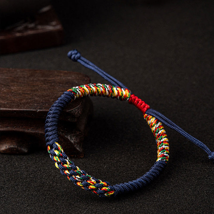 Pulsera de cuerda trenzada de la suerte con nudo King Kong colorido hecho a mano tibetano con Buddha Stones