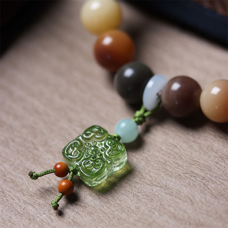 Pulsera de la paz con dije de cristal Liuli, semilla de Bodhi, gradiente multicolor Natural, Buddha Stones