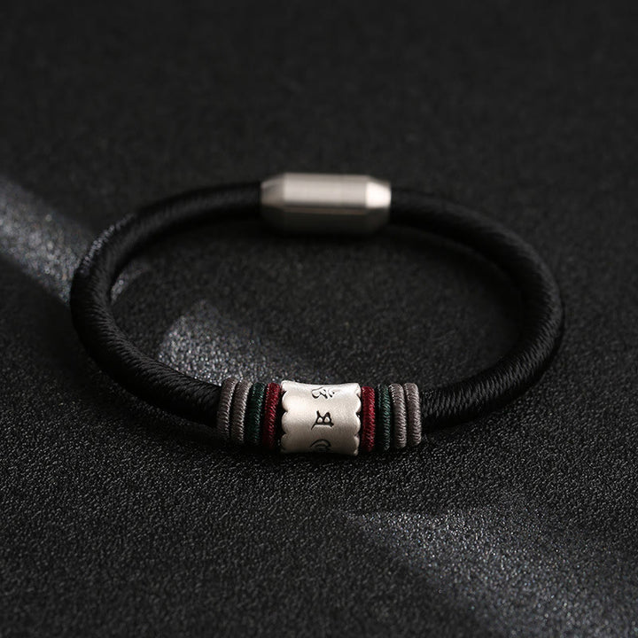 Pulsera con hebilla magnética de plata de ley 999 con Buddha Stones Om Mani Padme Hum Peace