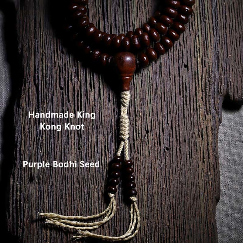 Buddha Stones naturales del Tíbet 108 cuentas de Mala semilla de Bodhi púrpura cuentas Dzi de tres ojos pulsera de armonía Dorje de cobre